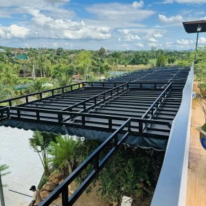 Bạt mái xếp lượn sóng sân thượng