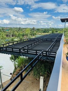 Mái bạt xếp di động lượn sóng che sân trường quận Tân Phú
