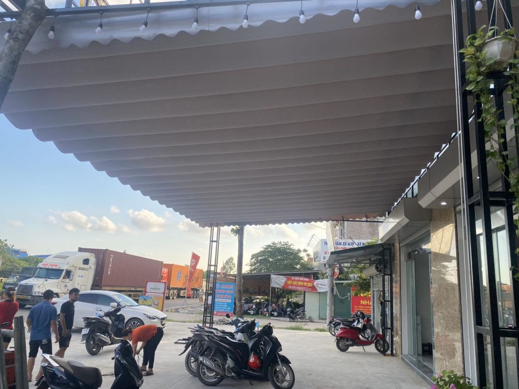 Mái che bạt kéo bạt xếp nhà để xe