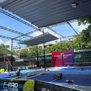 Mái che bạt xếp di động, bạt kéo che sân Pickleball