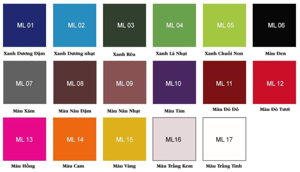 Màu sắc vải bạt dù che nắng mưa