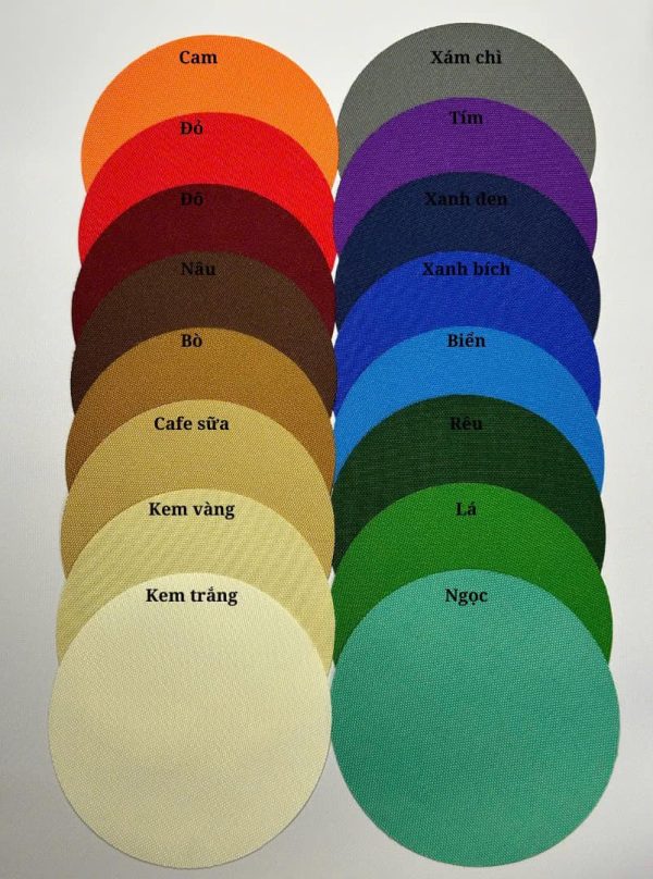 Màu sắc vải bạt dù che nắng mưa