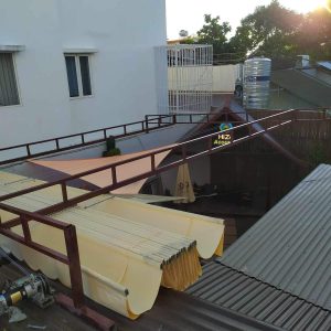 Mái xếp bạt kéo che nắng sân vườn