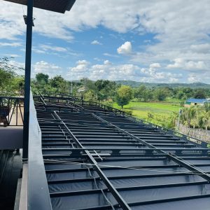Mái xếp bạt kéo che nắng sân vườn