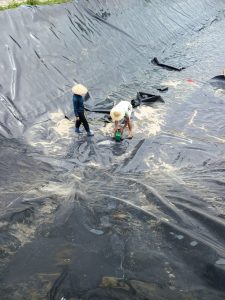 Thi công hồ chứa nước lót bạt HDPE