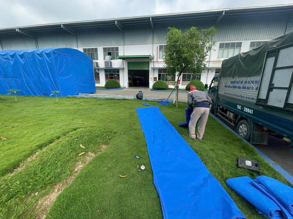 Thi công nhà lều bạt khung xếp dẫn lối di động Thi công nhà lều bạt khung xếp dẫn lối di động