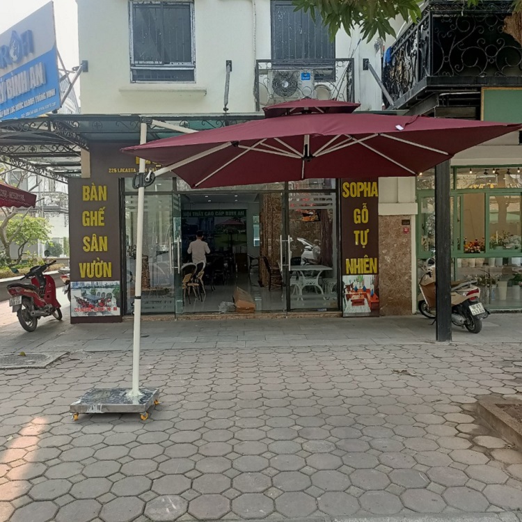 Dù lệch tâm vuông 2m5 xoay 360 độ màu đỏ chỉnh nghiêng đa năng Dù lệch tâm vuông 2m5 xoay 360 độ màu đỏ chỉnh nghiêng đa năng