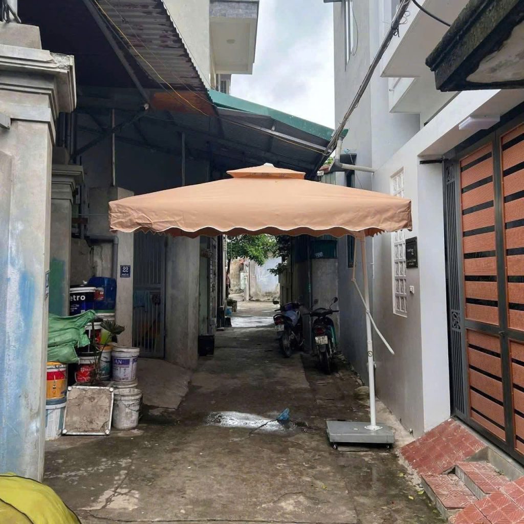 Dù lệch tâm vuông 2m5 đòn nâng hạ có bèo màu be