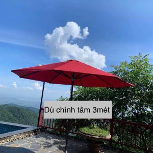 Dù đứng tâm tròn 3m màu đỏ che nắng quán cafe