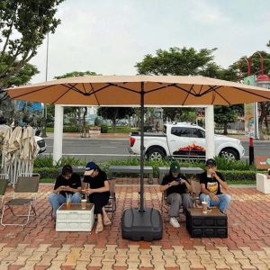 Dù đứng tâm 3 mái (3 đỉnh) che nắng sân vườn