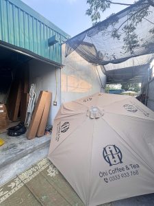 Dù đứng tâm tròn 3m màu be giá xưởng