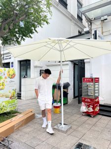 Dù đứng tâm tròn 3m màu trắng che nắng mưa ngoài trời