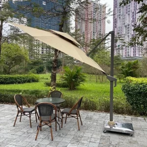Dù lệch tâm tròn 3m xoay 360 độ màu be