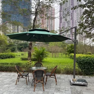 Dù lệch tâm tròn 3m xoay 360 độ màu xanh