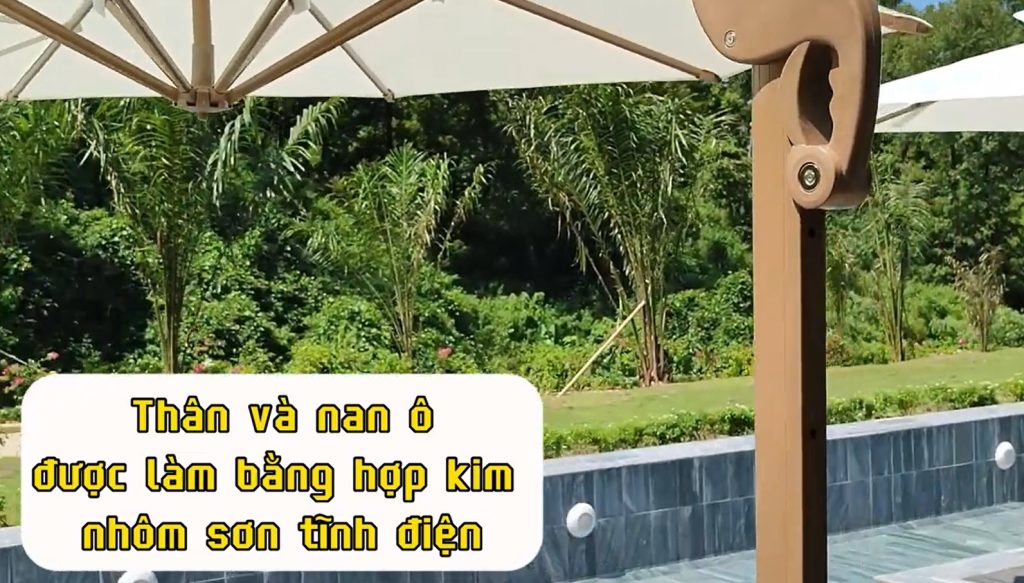 Cấu tạo của dù lệch tâm tròn 3m xoay 360 độ Cấu tạo của dù lệch tâm tròn 3m xoay 360 độ