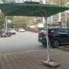 Dù lệch tâm vuông 3m đòn trợ lực màu xanh che nắng quán cafe
