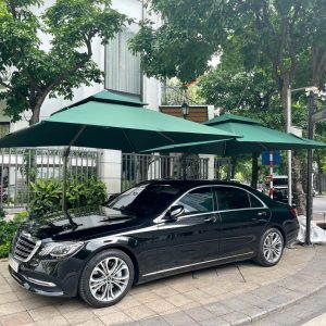 Dù lệch tâm vuông 3m xoay 360 độ màu xanh che nắng quán cafe