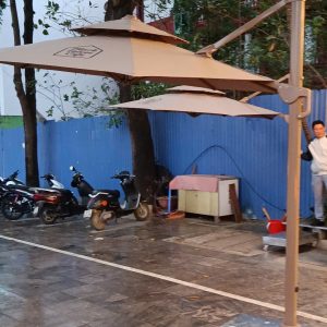 Dù lệch tâm tròn 3m xoay 360 độ chỉnh nghiêng 2 tầng che nắng mưa ngoài trời