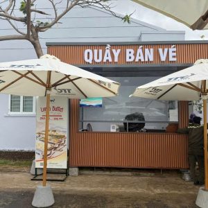 Dù chính tâm tròn 3m thân gỗ che nắng mưa ngoài trời