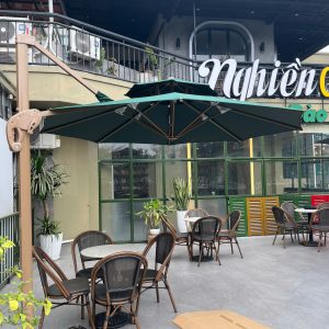 Dù lệch tâm tròn 3m xoay 360 độ màu trắng che nắng mưa ngoài trời