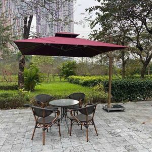 Dù lệch tâm vuông 3m xoay 360 độ màu đỏ,
